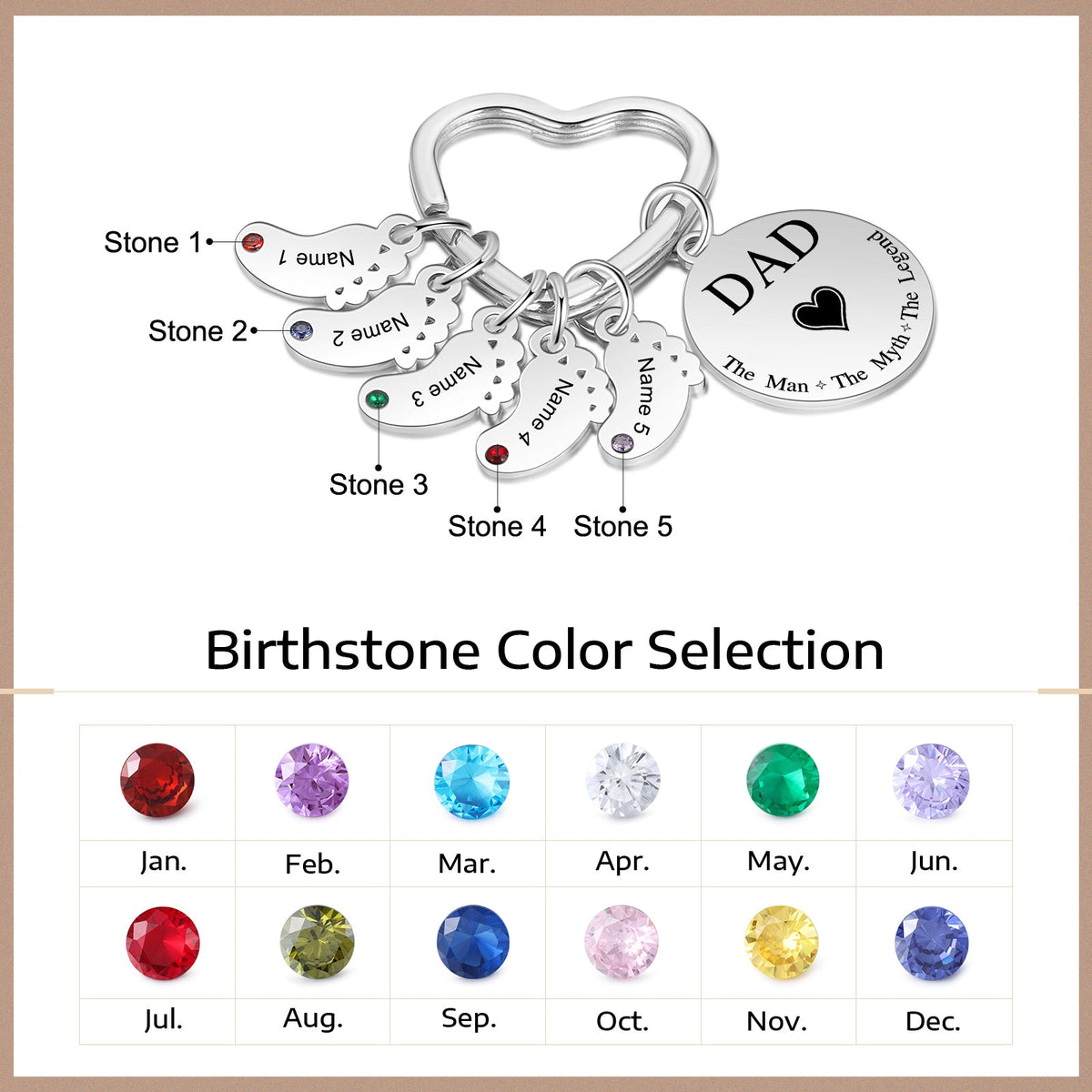Custom Stainless Steel keychain with Baby Feet Charm