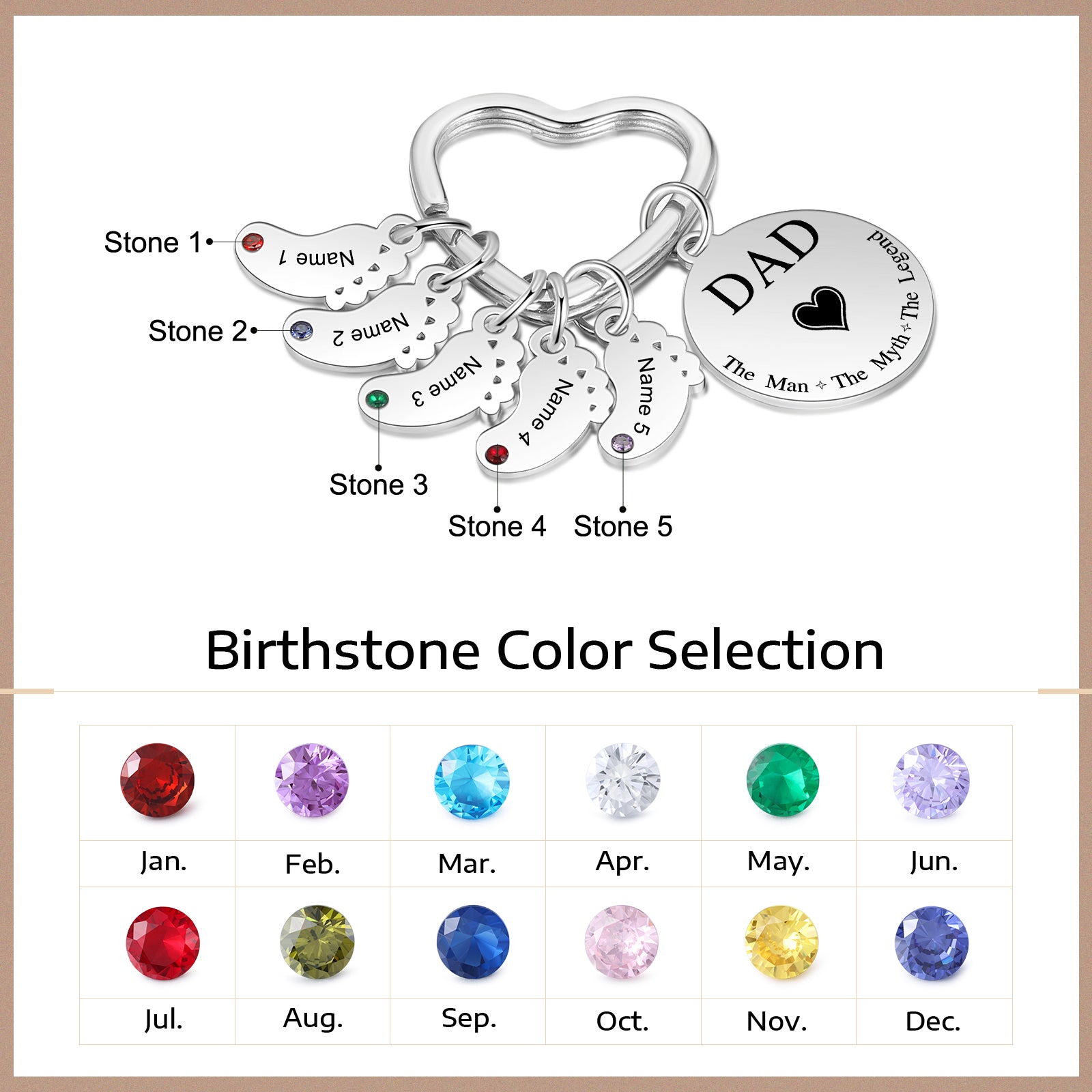 Custom Stainless Steel keychain with Baby Feet Charm