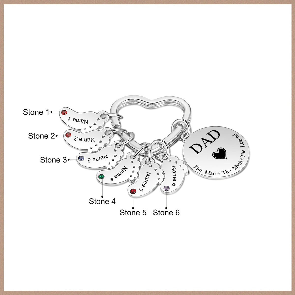 Custom Stainless Steel keychain with Baby Feet Charm