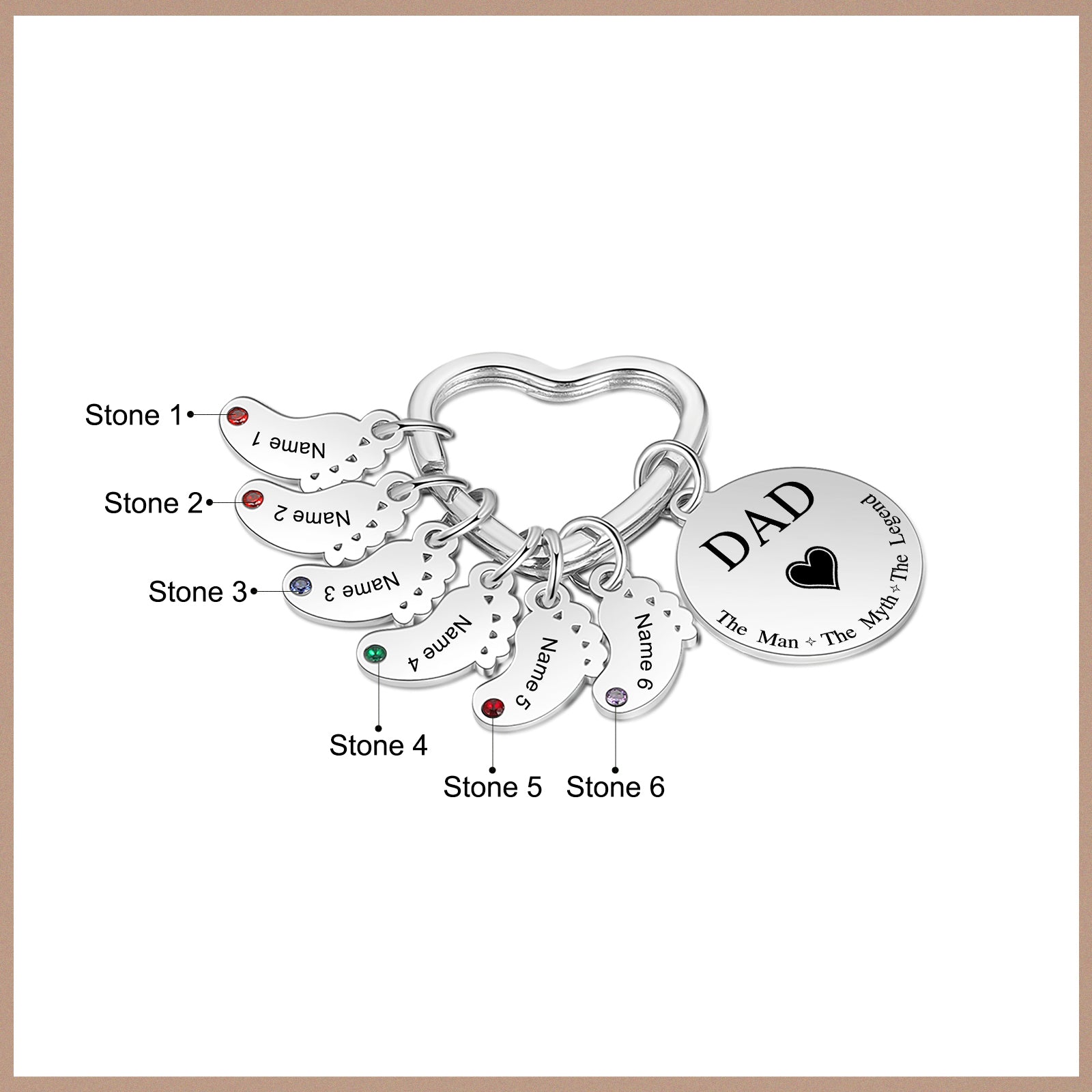 Custom Stainless Steel keychain with Baby Feet Charm