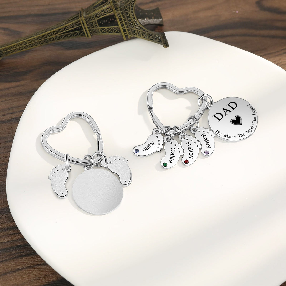 Custom Stainless Steel keychain with Baby Feet Charm