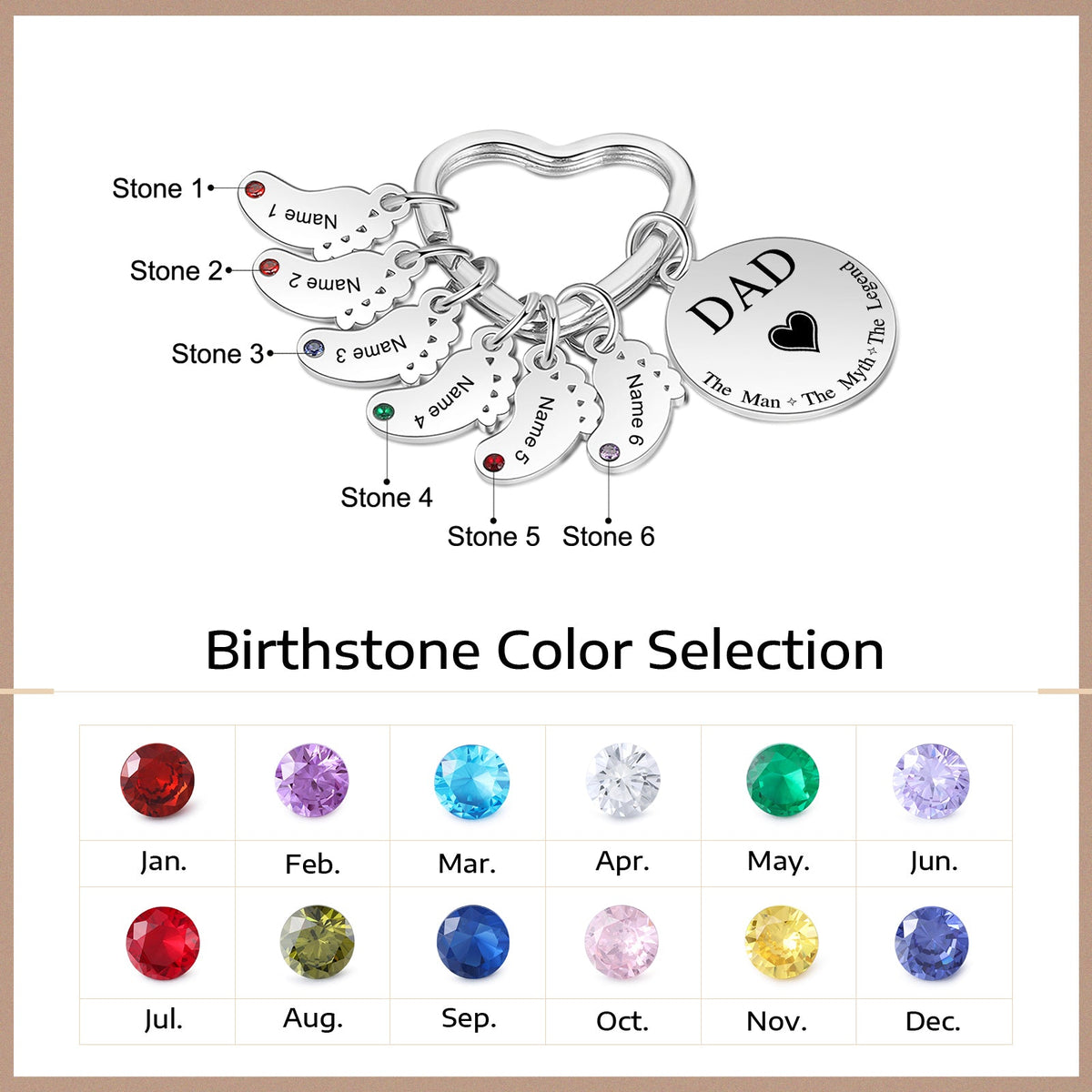 Custom Stainless Steel keychain with Baby Feet Charm