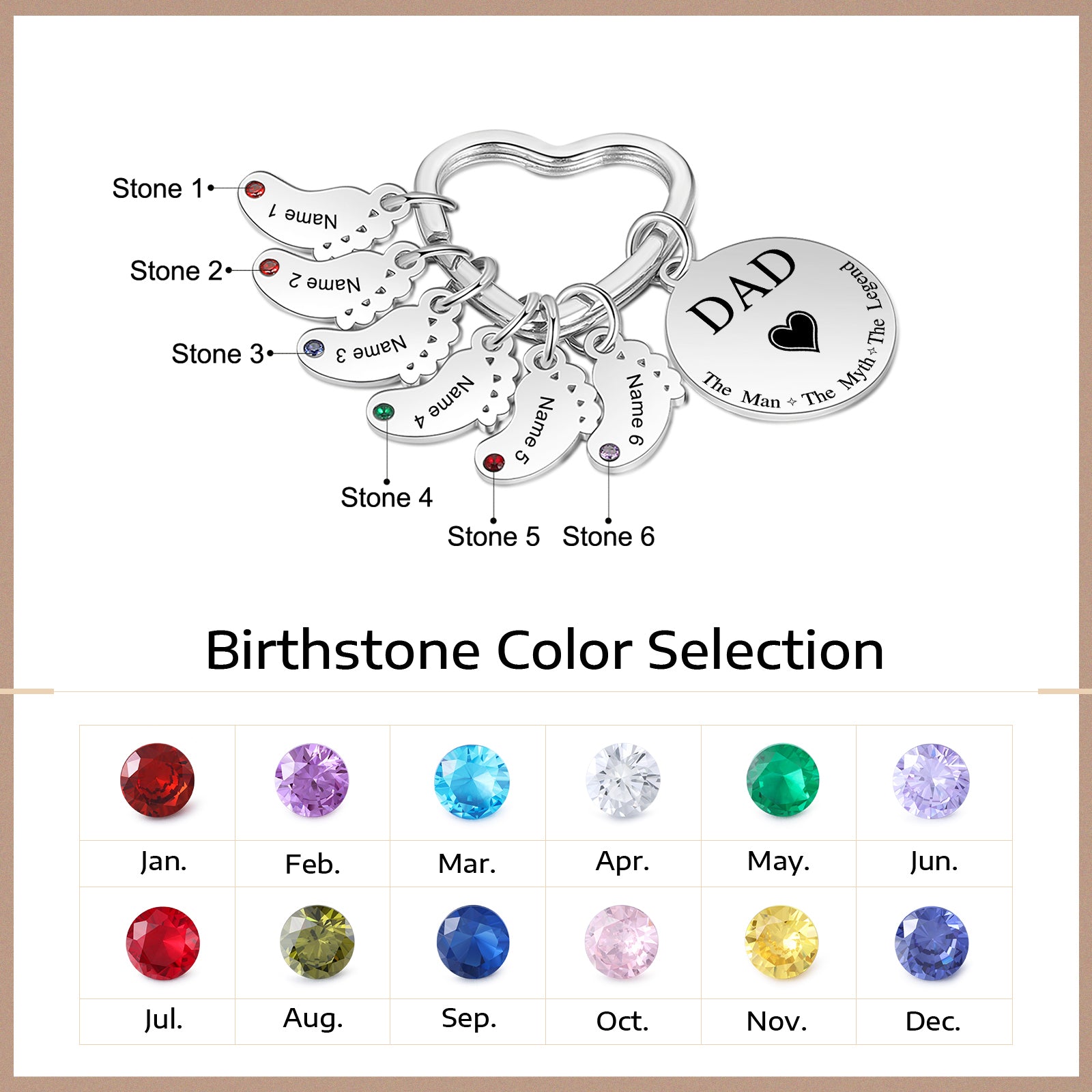 Custom Stainless Steel keychain with Baby Feet Charm