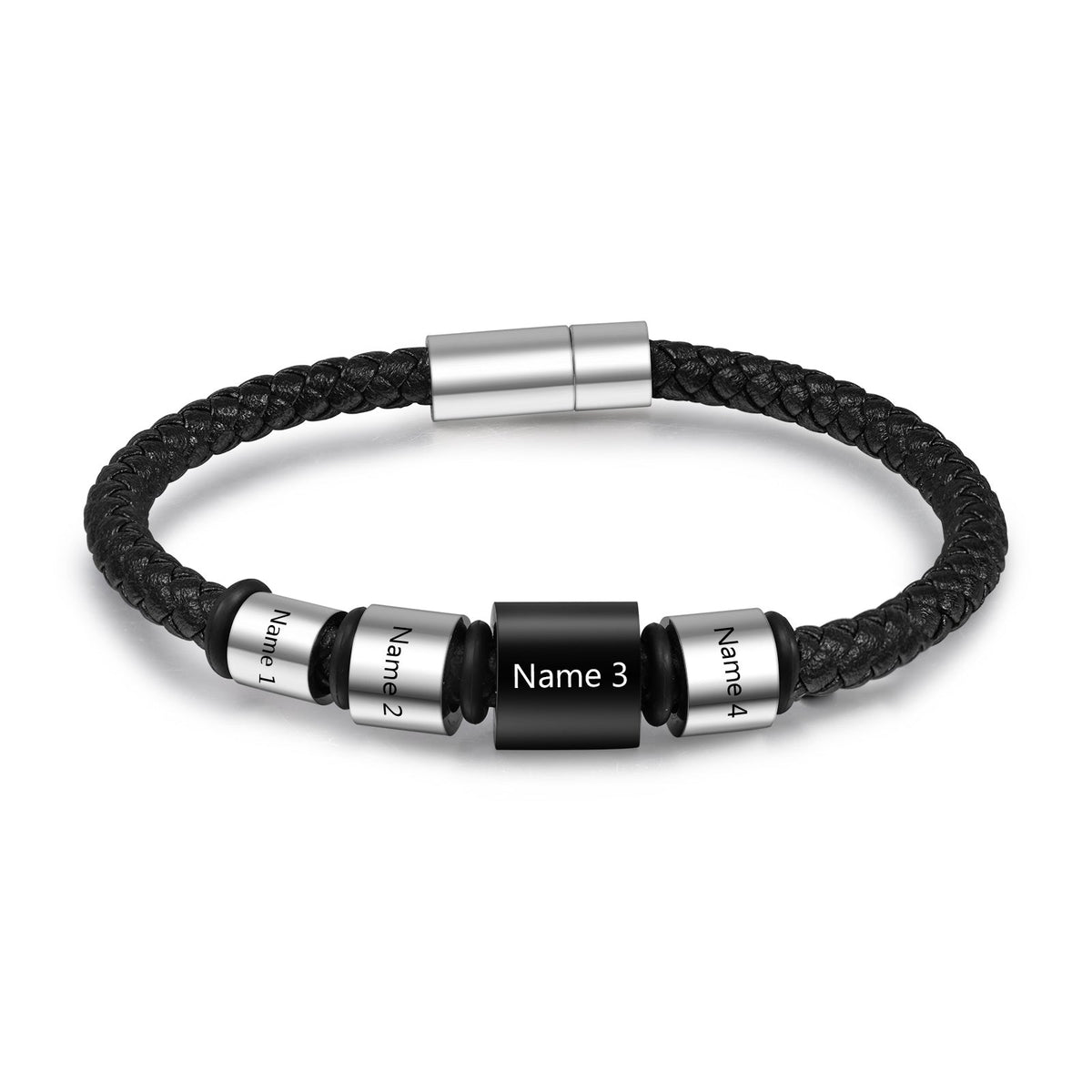 Custom Name Men Leather Bracelet