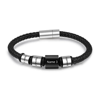 Custom Name Men Leather Bracelet