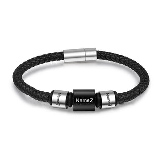 Custom Name Men Leather Bracelet