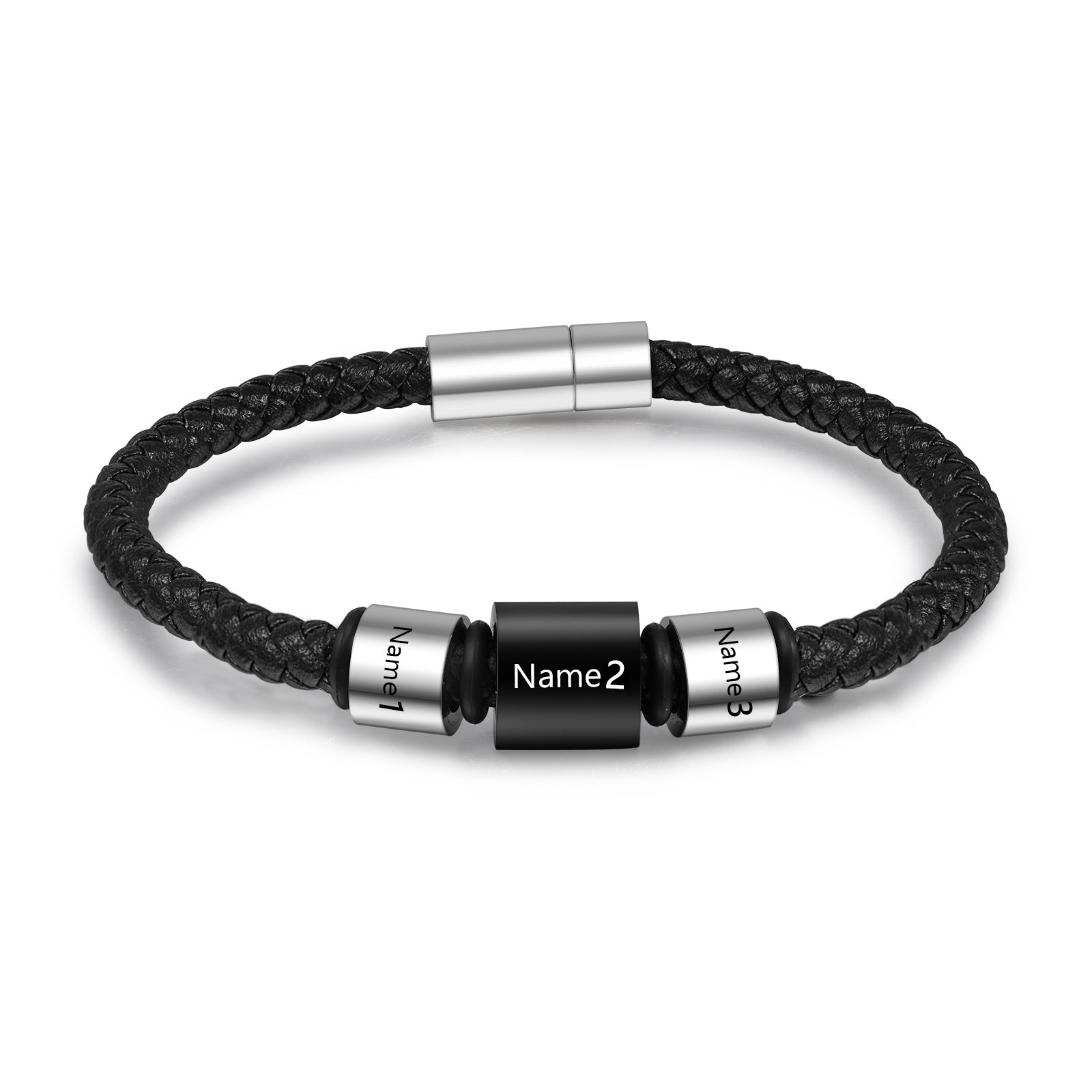 Custom Name Men Leather Bracelet