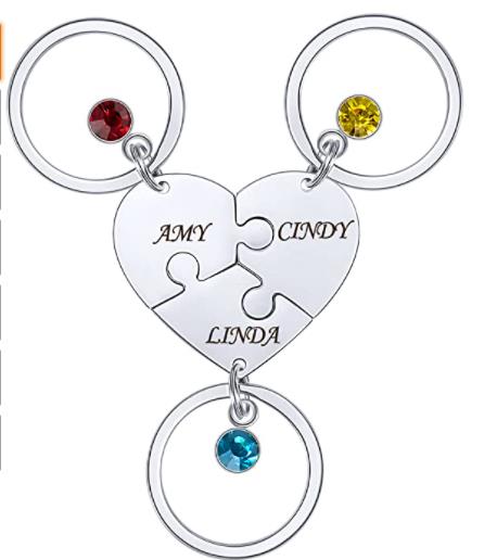 Custom Name Heart Puzzle Keychain