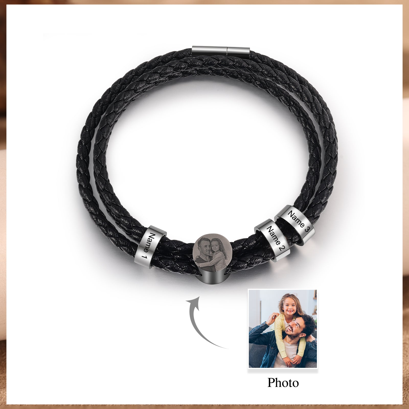 Custom Photo Leather Bracelet