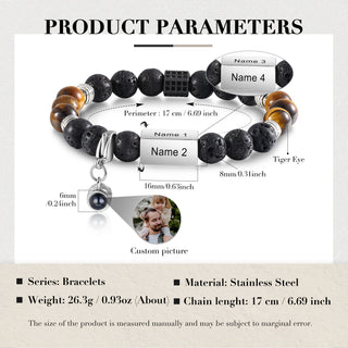 Custom Photo Projection Tiger Eye Bracelet