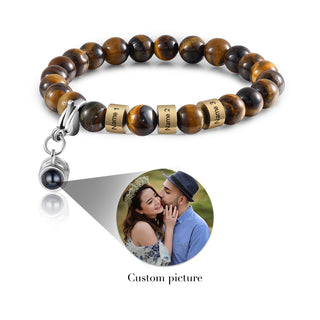 Personlized Photo Projection Tiger Eye Bracelet
