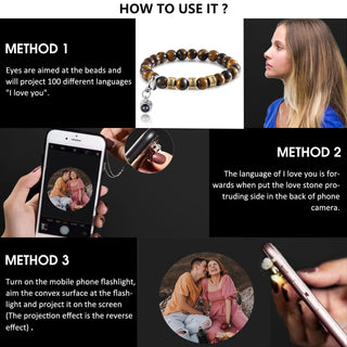 Personlized Photo Projection Tiger Eye Bracelet