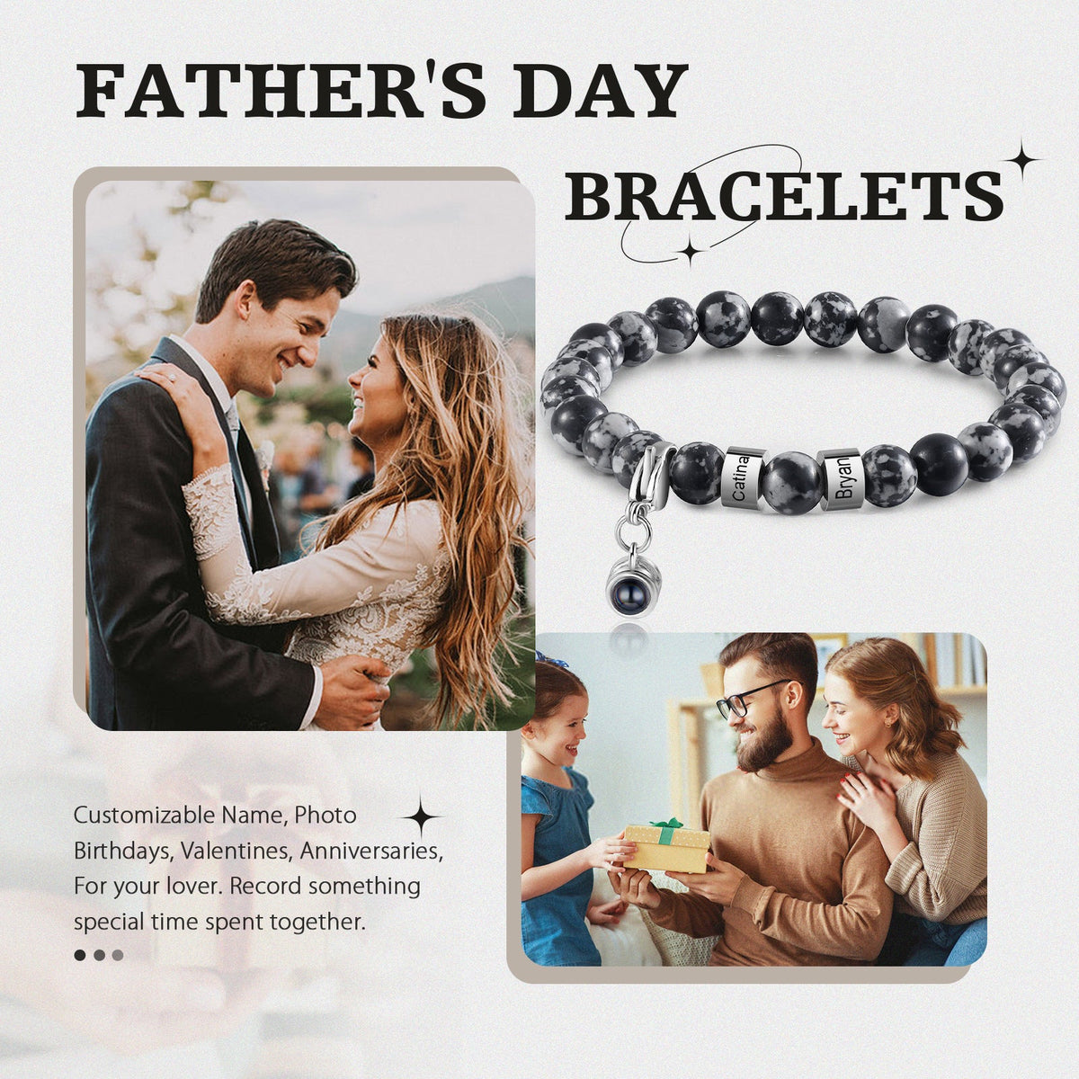 Custom Photo Projection Malachite Bracelet