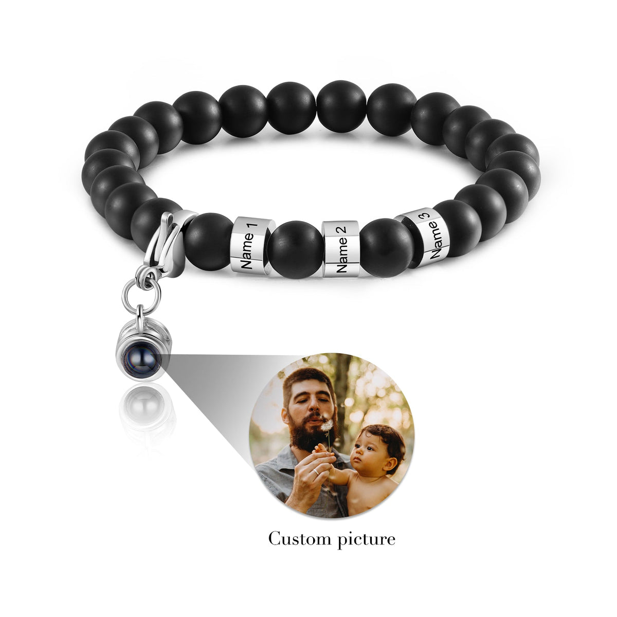 Custom Photo Projection Tiger Eye Bracelet