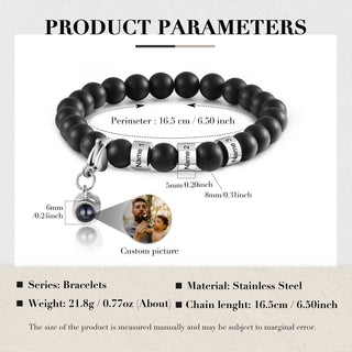 Custom Photo Projection Tiger Eye Bracelet