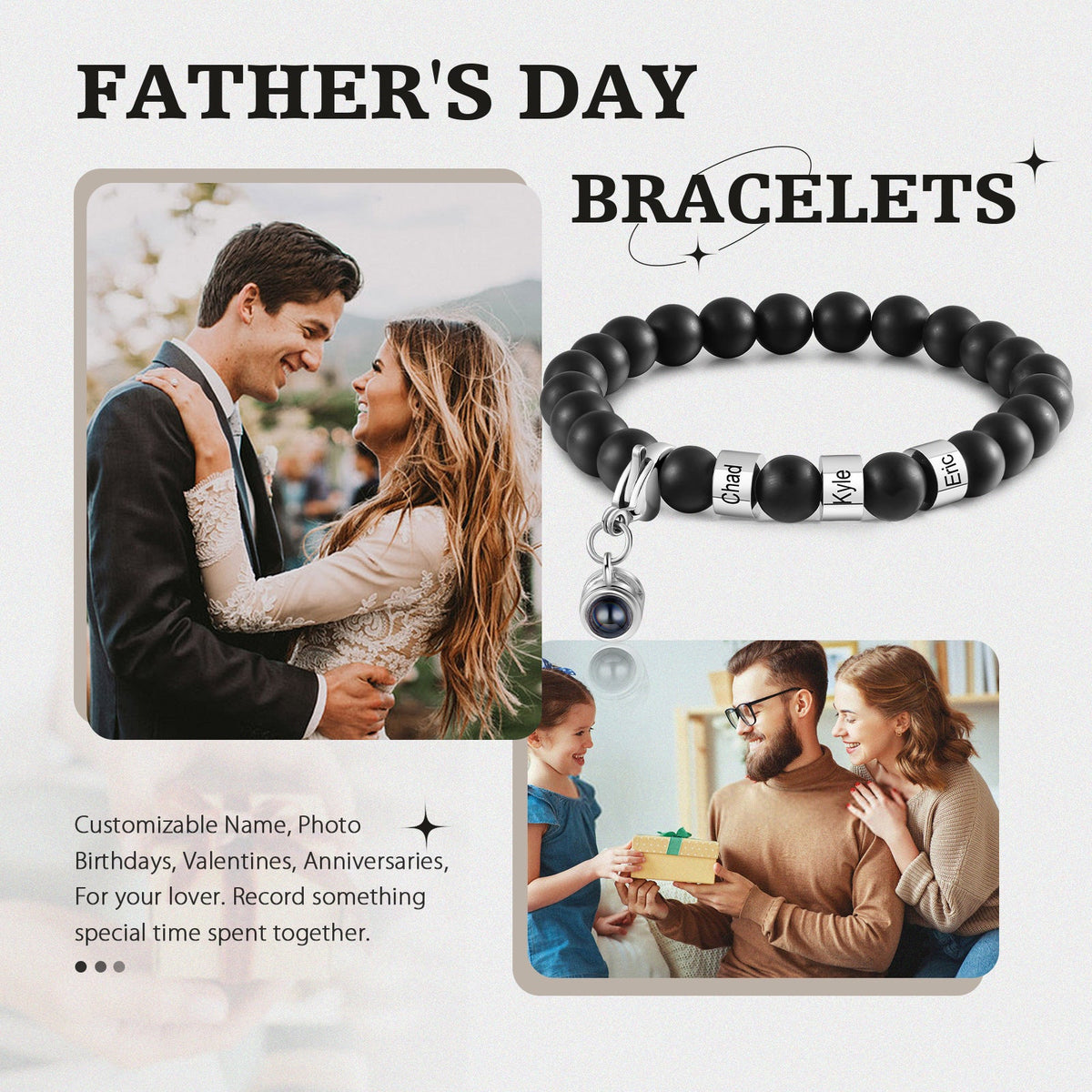 Custom Photo Projection Tiger Eye Bracelet