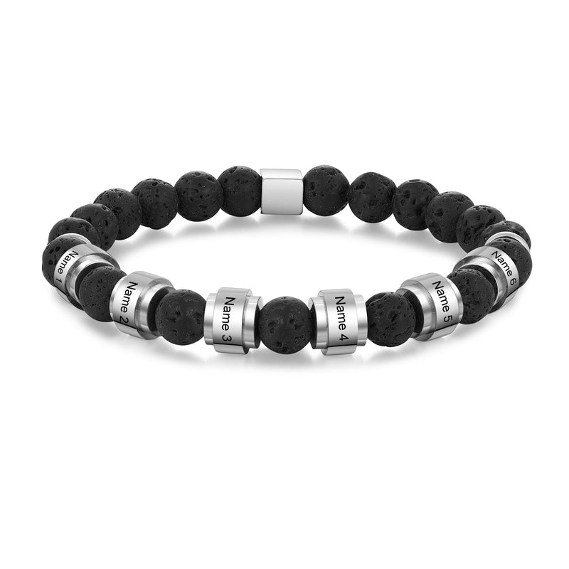 Custom Name Volcanic Stone Bracelet