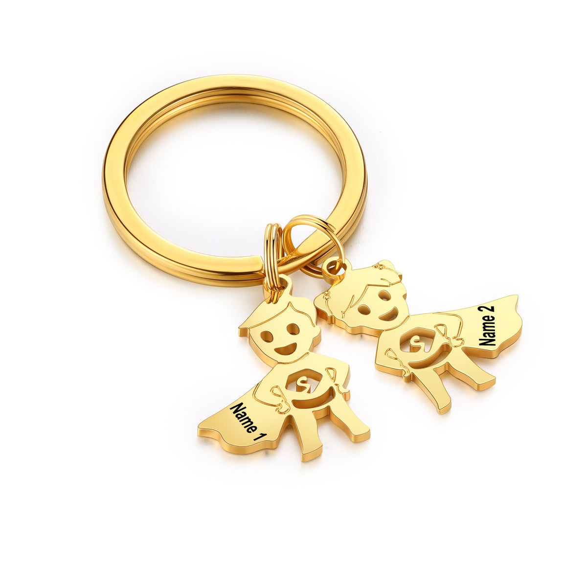 Personalized Stainless Steel Boy and Girl Keychain