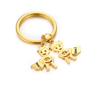 Personalized Stainless Steel Boy and Girl Keychain