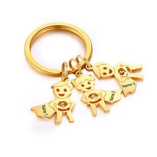 Personalized Stainless Steel Boy and Girl Keychain