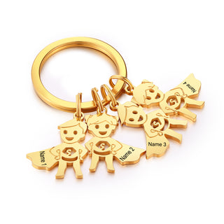 Personalized Stainless Steel Boy and Girl Keychain