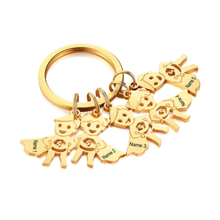 Personalized Stainless Steel Boy and Girl Keychain