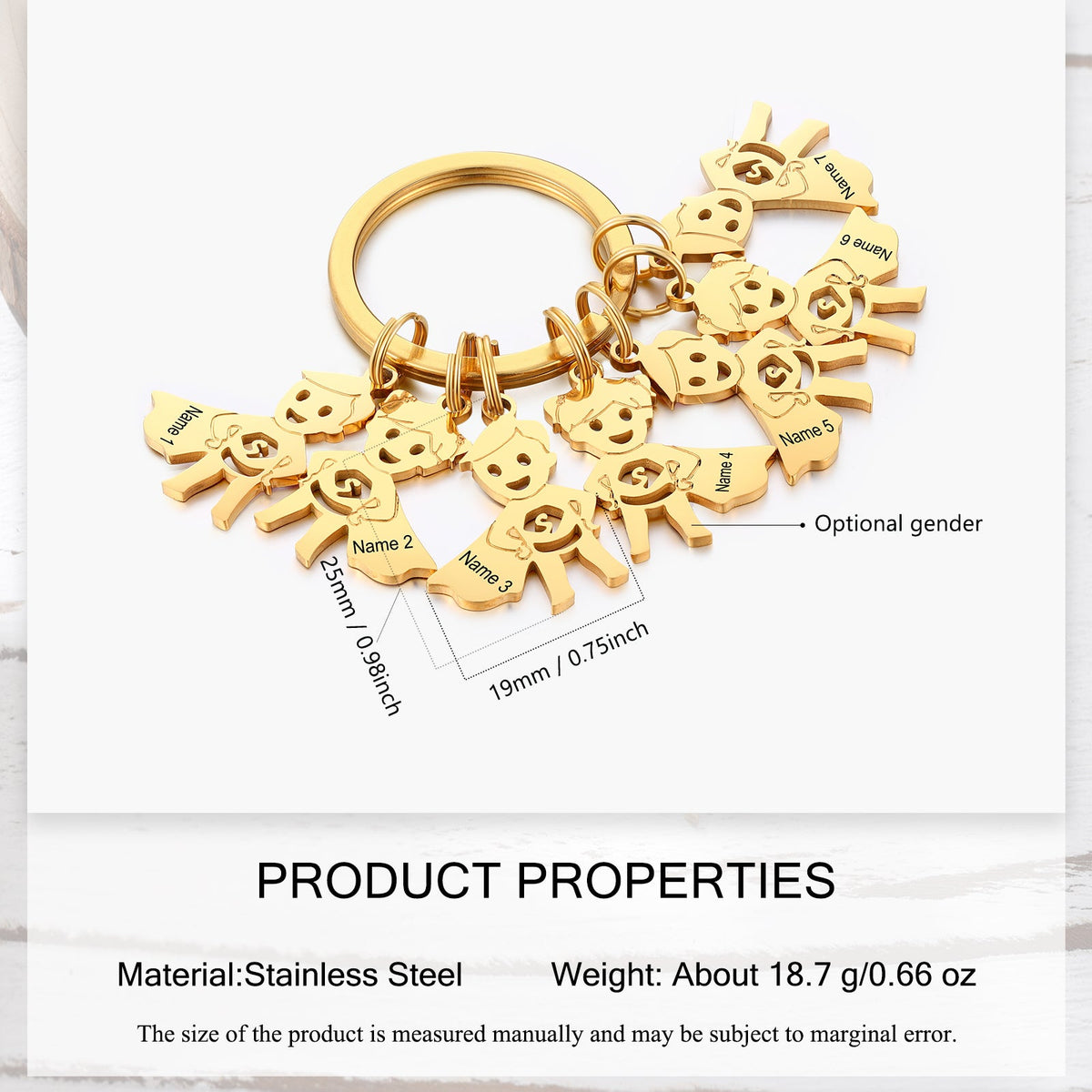 Personalized Stainless Steel Boy and Girl Keychain