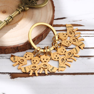 Personalized Stainless Steel Boy and Girl Keychain