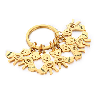 Personalized Stainless Steel Boy and Girl Keychain