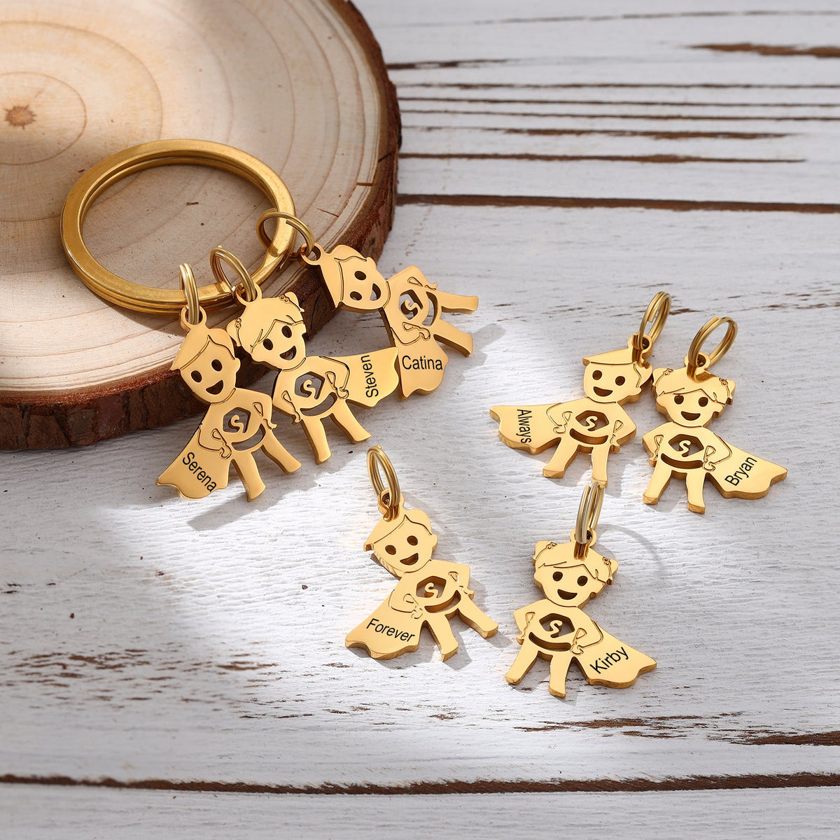 Personalized Stainless Steel Boy and Girl Keychain