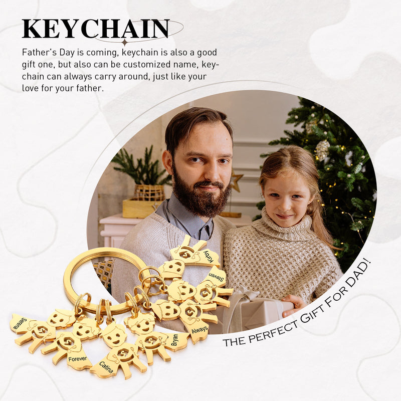 Personalized Stainless Steel Boy and Girl Keychain