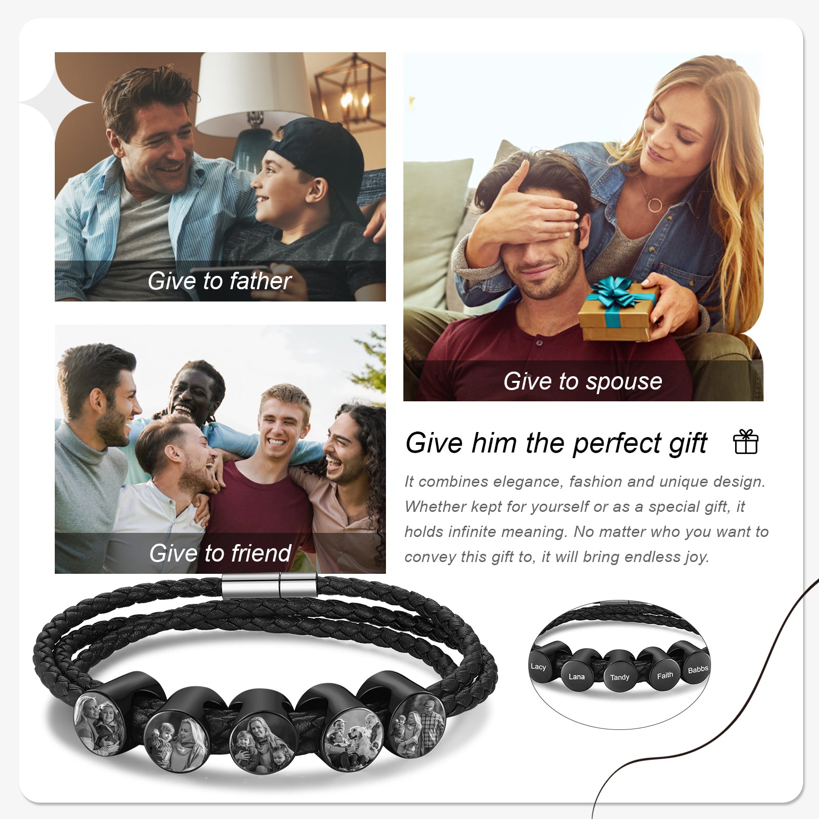 Custom Photo Leather Bracelet