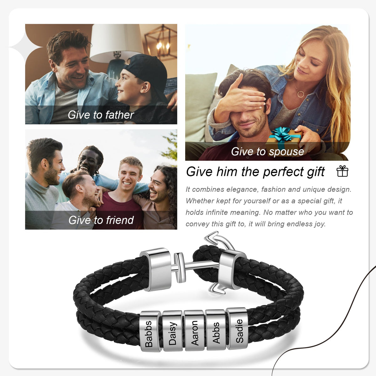 Custom Name Leather Bracelet