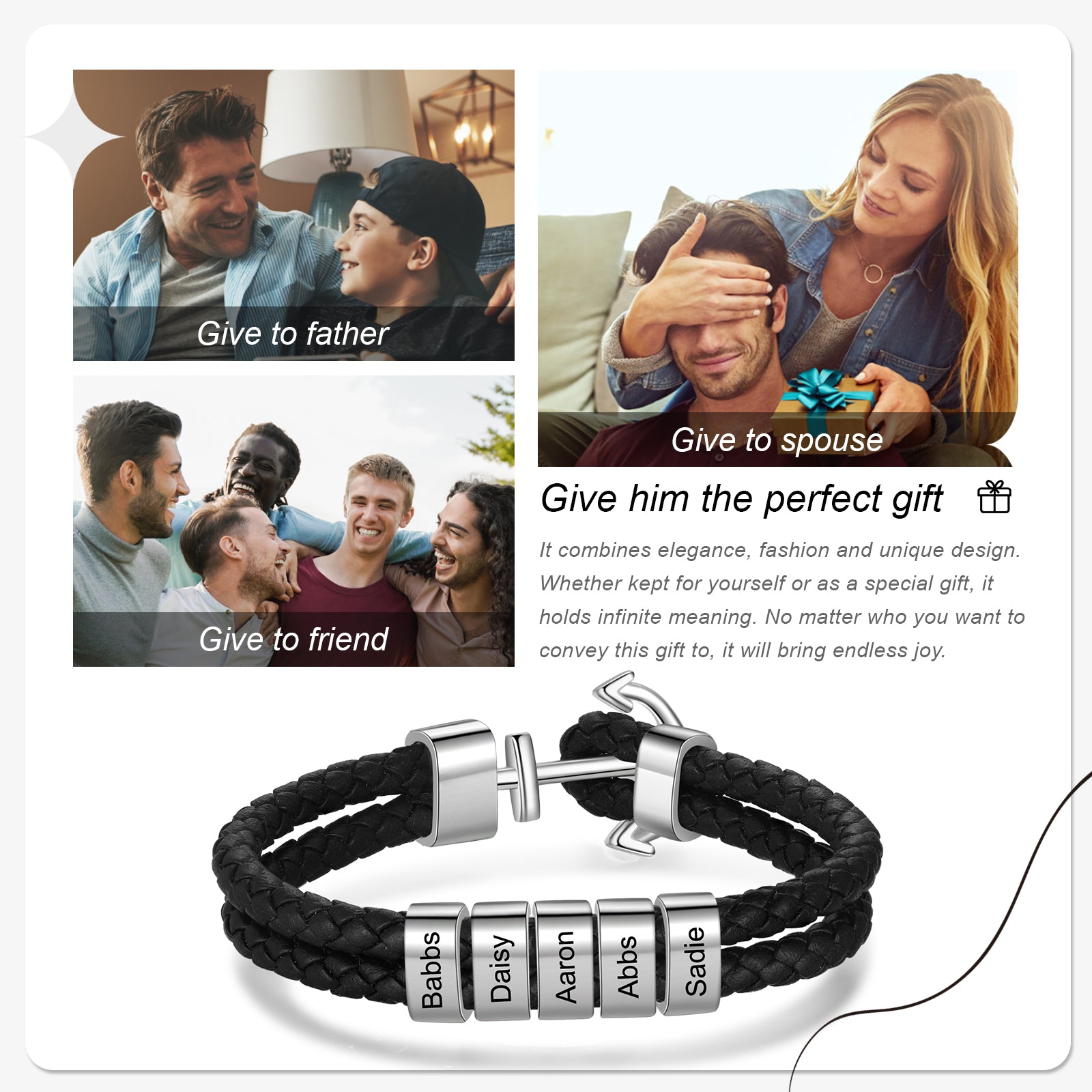 Custom Name Leather Bracelet