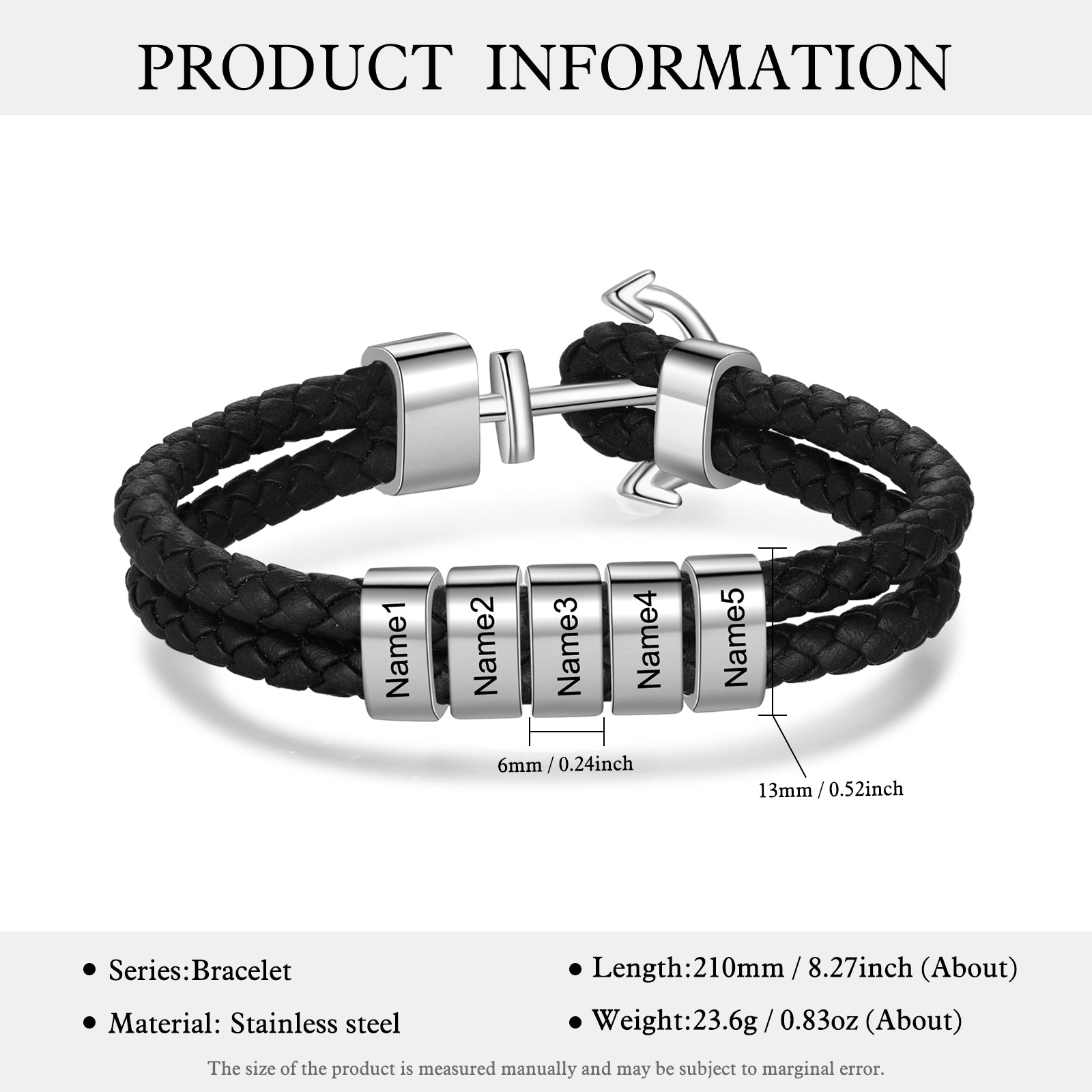Custom Name Leather Bracelet
