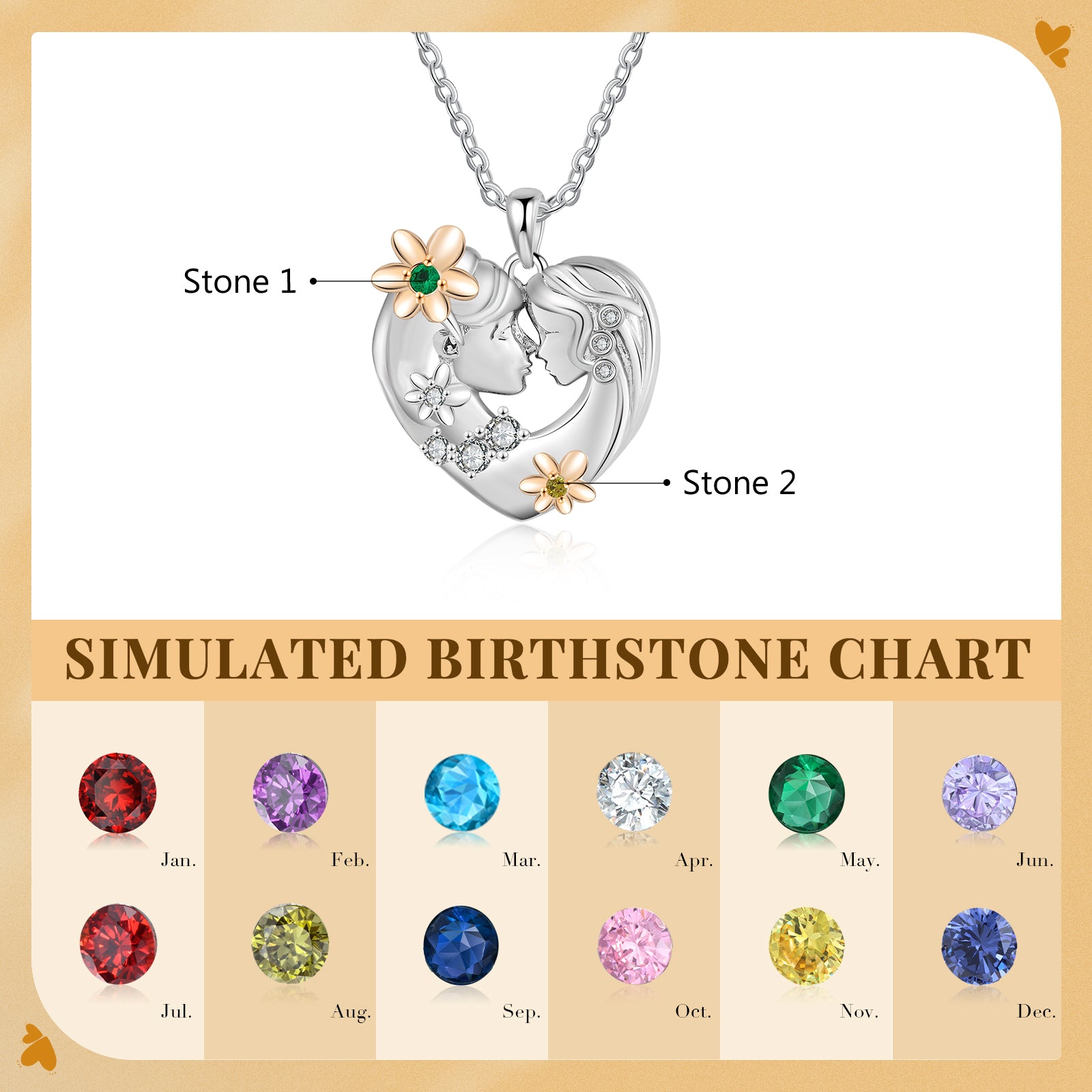 Custom Heart Necklace with Mother and Child