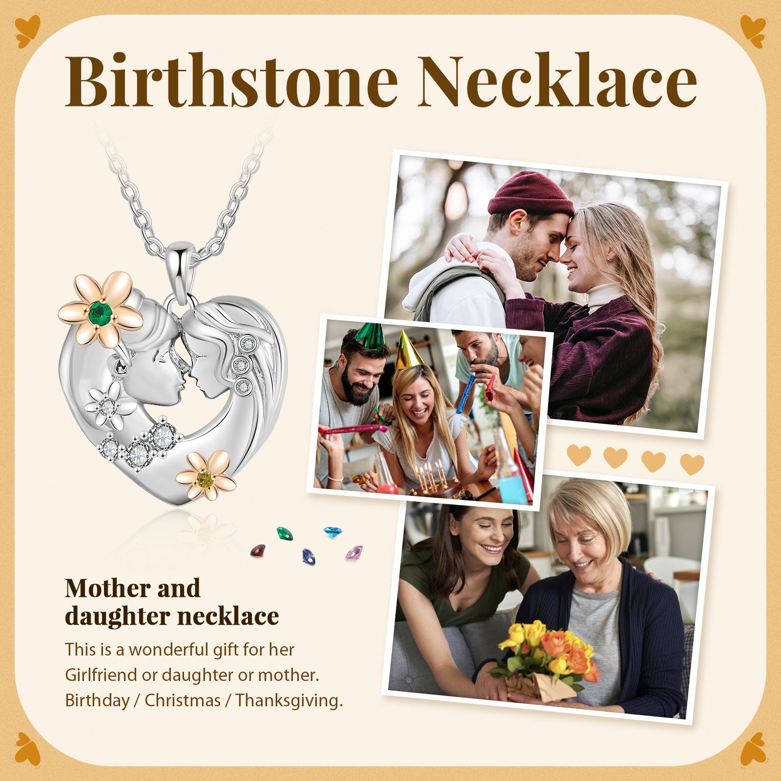 Custom Heart Necklace with Mother and Child