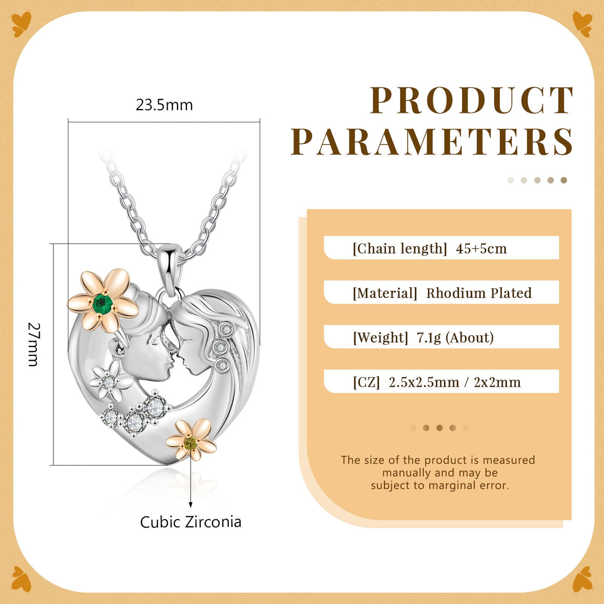 Custom Heart Necklace with Mother and Child