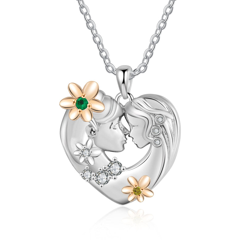 Custom Heart Necklace with Mother and Child