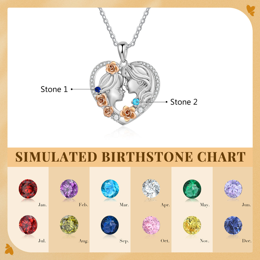 Custom Heart Necklace with Mother and Child