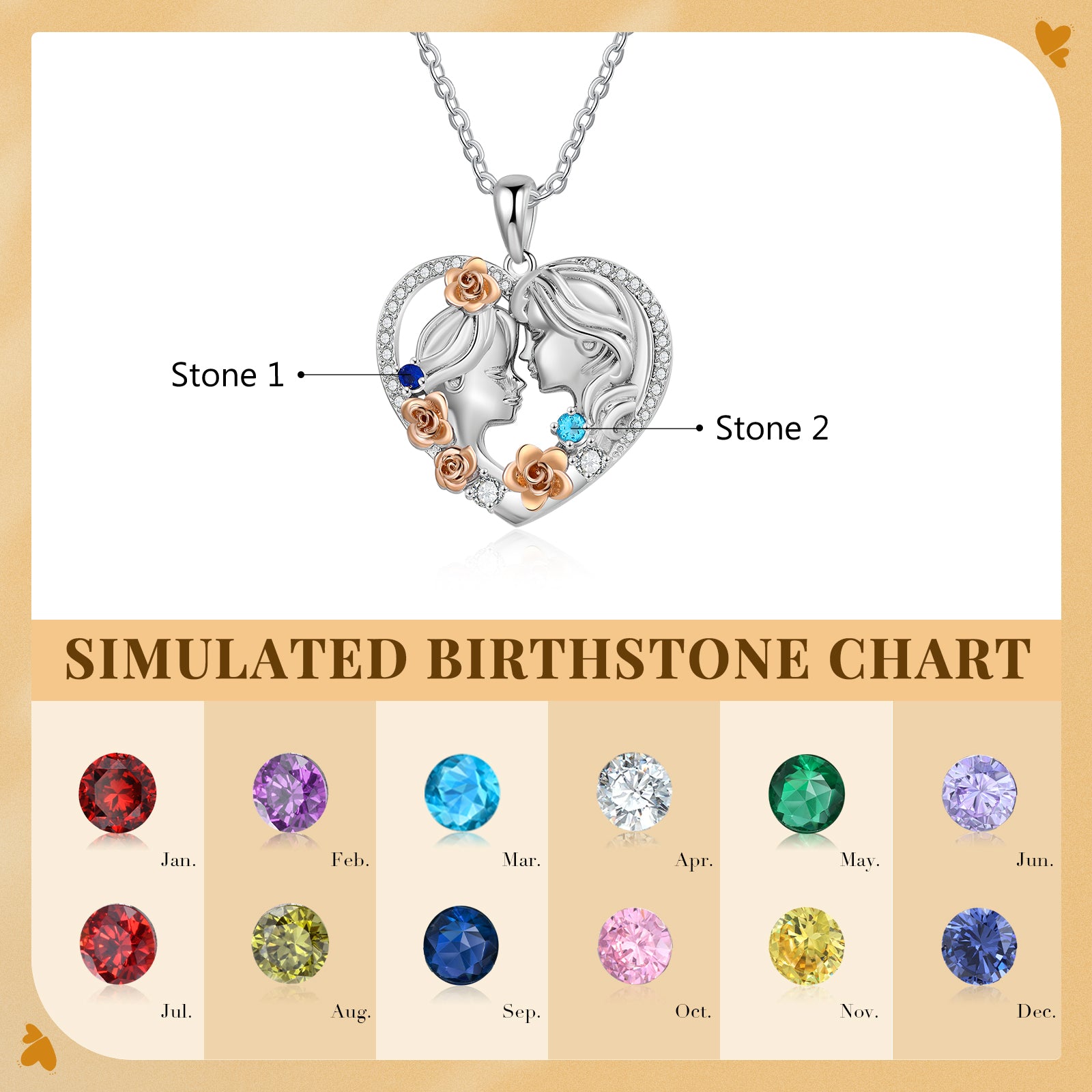 Custom Heart Necklace with Mother and Child