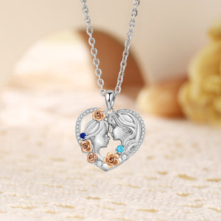 Custom Heart Necklace with Mother and Child