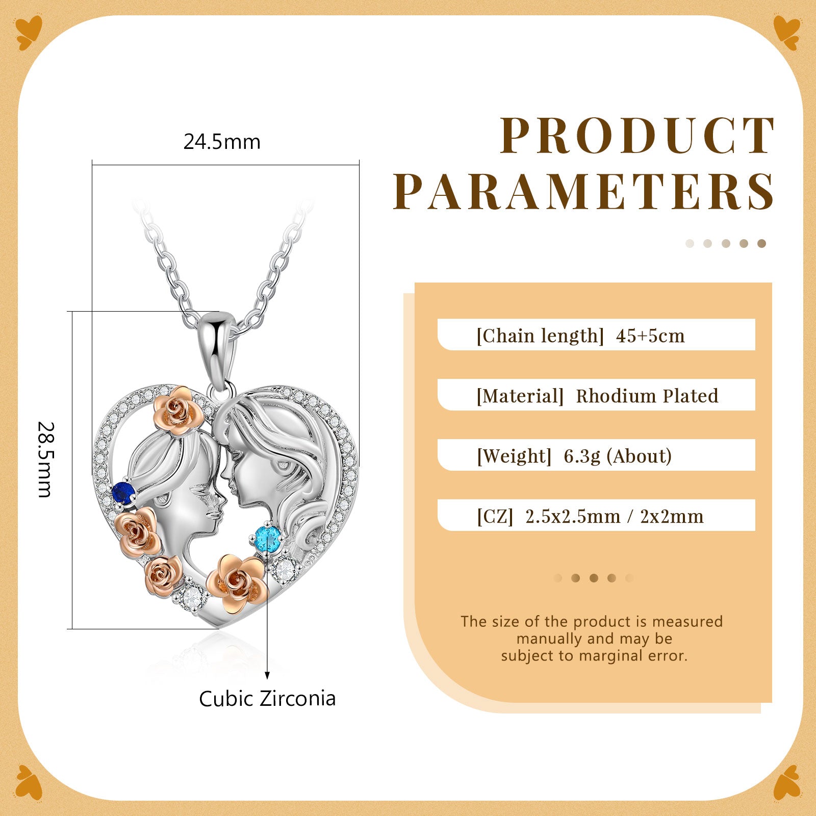 Custom Heart Necklace with Mother and Child