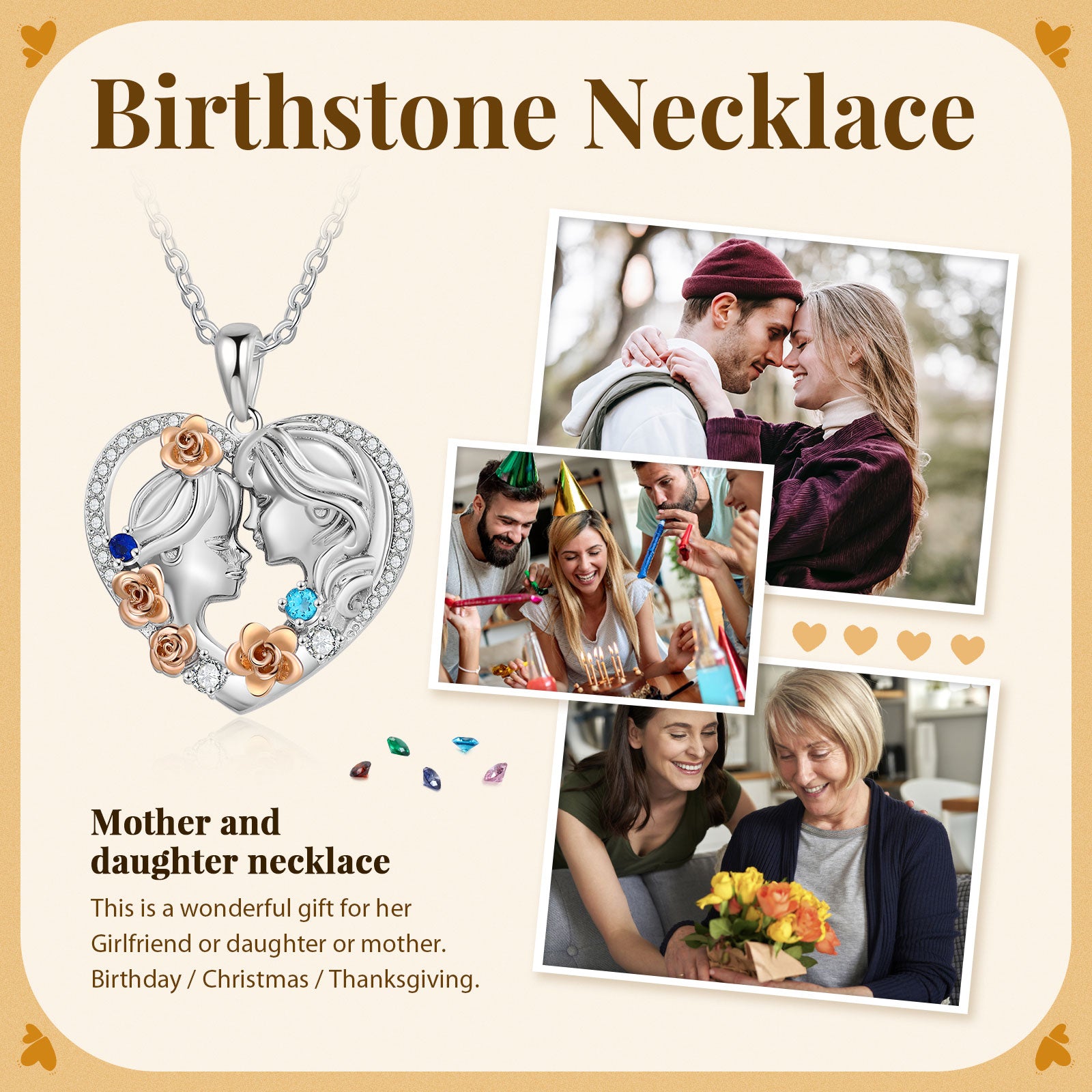 Custom Heart Necklace with Mother and Child