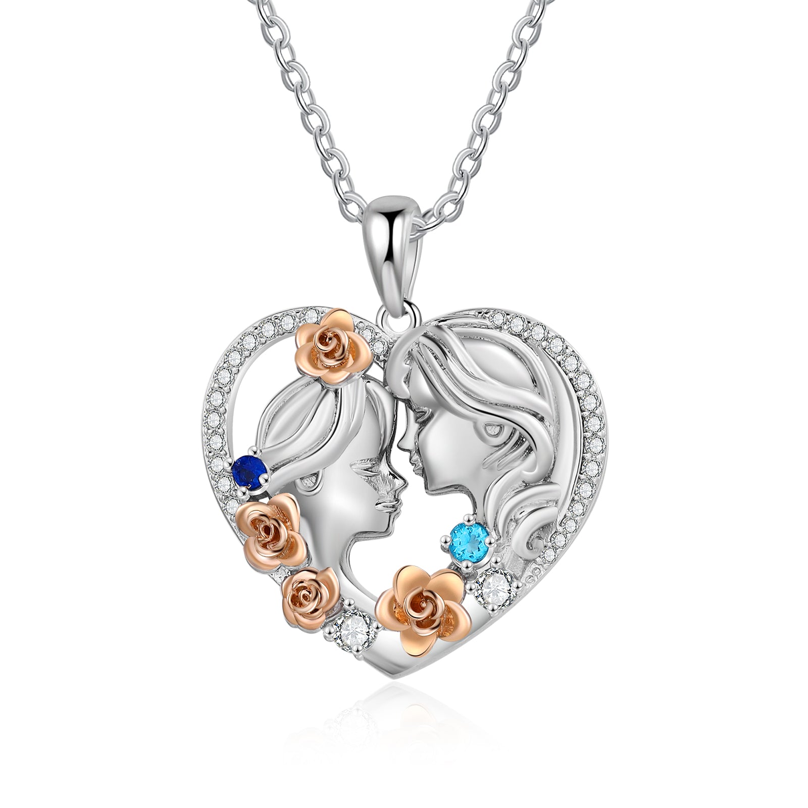 Custom Heart Necklace with Mother and Child