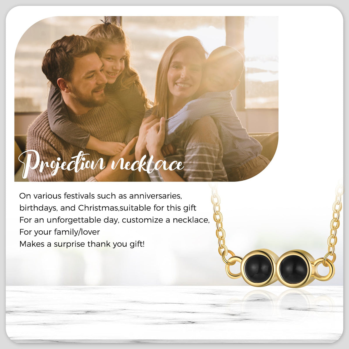 Custom Photo Projection Necklace