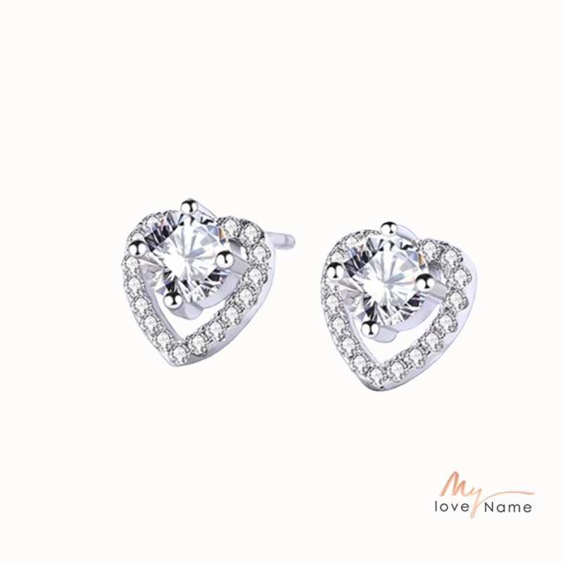 925 Sterling Silver Moissanite Heart Earrings