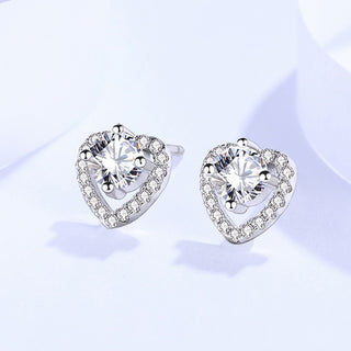 925 Sterling Silver Moissanite Heart Earrings