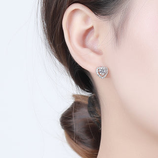 925 Sterling Silver Moissanite Heart Earrings