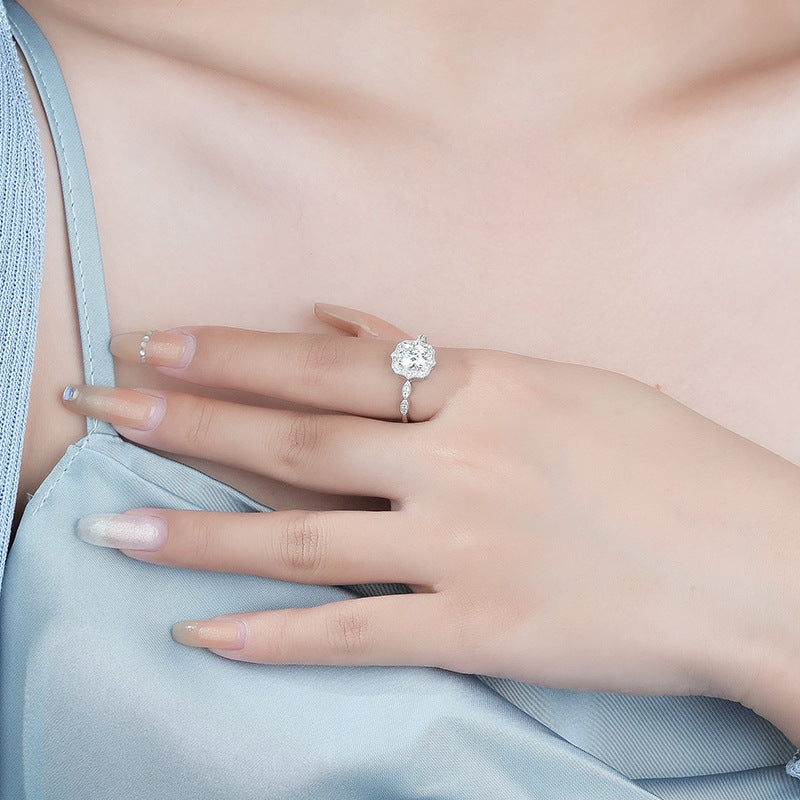 925 Sterling Silver Moissanite Ring